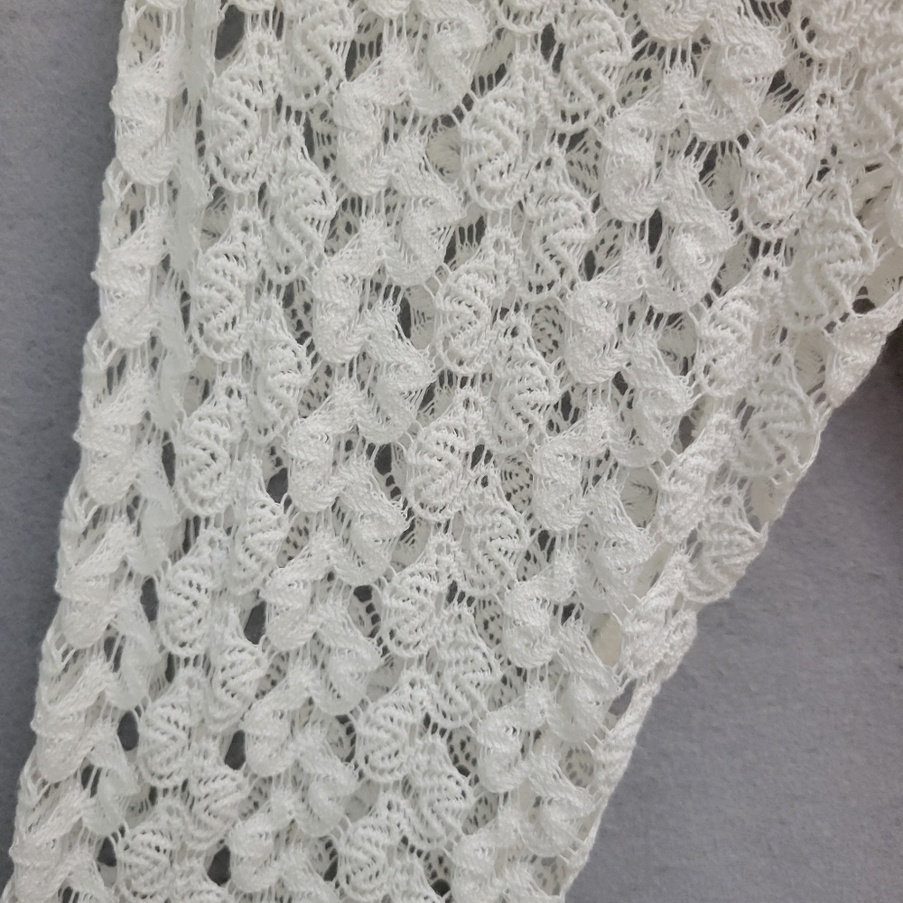 New Directions XL Lightweight Sheer Knit Swimsuit cover up Long Sleeve White - Picture 3 of 11